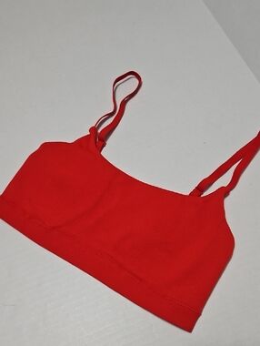 aerie Superchill Bright Red Ribbed Bralette W/ Adjustable Straps Size M